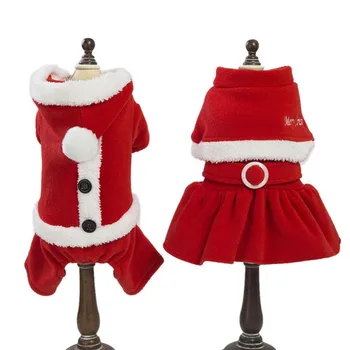 Pet Vianočné Kostýmy Teplé Zimné Oblečenie Pre Psy Malých Psov Zimné Santa Coats Šaty Šteňa Mačka Hoodies Jumpsuit Pet Oblečenie