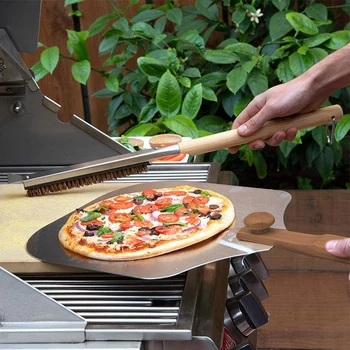 Pizza Pec Kefa s Drevenou Rukoväťou, Viacúčelový Odnímateľný Gril Cleaning Tool Praktické Kuchynské pomôcky ALS88