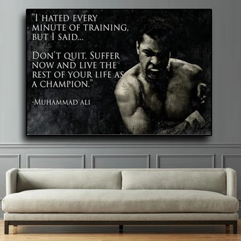 Plagát Muhammad Ali Motivačný Citát Wall Art Plátno Na Maľovanie Nordic Inšpiratívne Šport Obrázok Pre Obývacej Miestnosti Dekorácie
