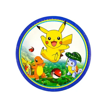 Pokemon Roztomilý Karikatúry Pikachu Strany Tému Riad Papier Cup Cake Klobúk Narodeniny Jednorazové Dekorácie Párty pre Deti Dodávky