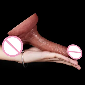 Pokožke Pocit Realistické Dilda Žena Masturbator Double-layer Mäkké Silikónové Silné prísavky Penis Dospelých sexuálnu Hračku pre Ženy