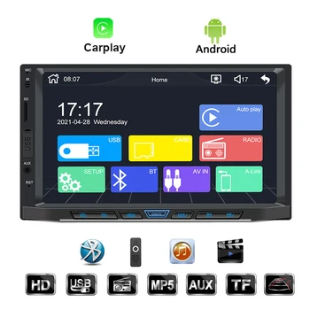 Pre Carplay Android 7 Farieb Podsvietenia Auto MP5 Prehrávač Auto Príslušenstvo Audio Rádio BT 5.0 7