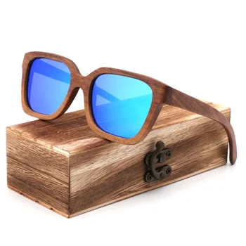 Retro mužov polarizované ženy slnečné okuliare bambusu okuliare Ladie ručné blue beach UV400 S bambusom box Occhiali da jediným donna