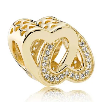 Rose Gold Prepletené, Radiant Heraldická Rodinný Strom Lásky Srdce Shell Tvar 925 Sterling Silver Perličiek Fit Pandora Náramok DIY Šperky