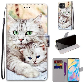 Roztomilé Mačka Zvierat Vzor Telefón puzdro Pre iPhone 12 11 Pro Max X XS 6 7 6 8 SE 2 2020 12 mini Peňaženka Koža Stojan Knižné Capa