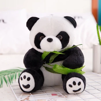 Roztomilý Big Giant Panda S Bambusové Listy 50CM Medveď Plyšové plyšáka Bábika Zvieratá Hračka Vankúš Cartoon Bábiky Dievča Narodeninám