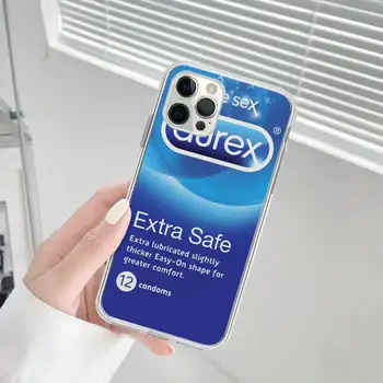 Sexy kondóm značky Durex box Telefón puzdro pre iPhone 13 12 mini 11 pro Xs max Xr X 8 7 6 6 Plus 5s kryt