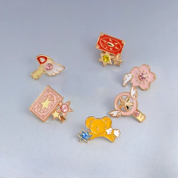 Slečna Zoe 6Pcs/Set Card Captor Sakura Clow Karty Krídla Star Stick Vták KERO Brošňa Denim Jacket Pripnúť Odznak Animácie Šperky