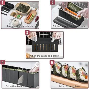 Sushi Maker Kuchyňa Gadget Set 3ks Auta Nori Riasy, Varenie Potravín Sušené Nádoba na Ryžu Sushi Roll Formy DIY Jednoduché Kuchár Sada Valca Nástroj