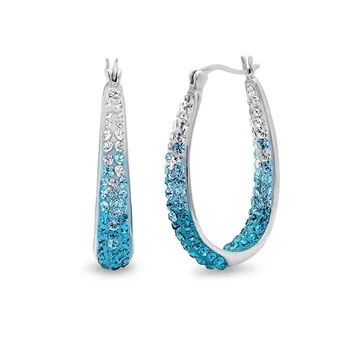 Trendy Kolo Visieť Náušnice pre Ženy Módne Šperky Elegantné Strieborné Farebné Mozaikové White Blue Crystal Náušnice Zapojenie Svadbu