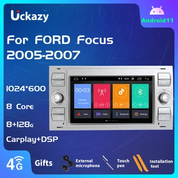 Uckazy 8 Core 2 din Android 11 autorádio Pre Ford Focus 2 Ford Fiesta Mondeo 4 C-Max S-Max Fusion Tranzit Kuga Multimediálne Audio Stereo GPS Navigácie Vedúci Jednotky Carplay IPS DSP
