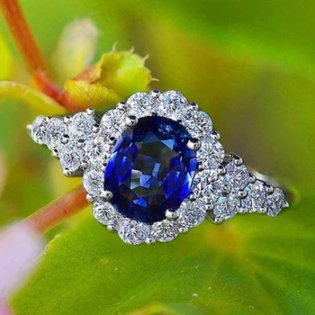 UILZ Módne Big Blue Kamenný Kruh Kúzlo Šperky Ženy CZ Svadobný Sľub Zásnubné Prstene Dámske Doplnky, Darčeky Veľkoobchod