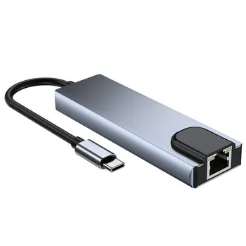 USB C Rozbočovač HDMI kompatibilné 100M Rj45 VGA Adaptér OTG Thunderbolt 3 Dock s PD TF SD Jack 3,5 mm pre Macbook Pro/Vzduch M1