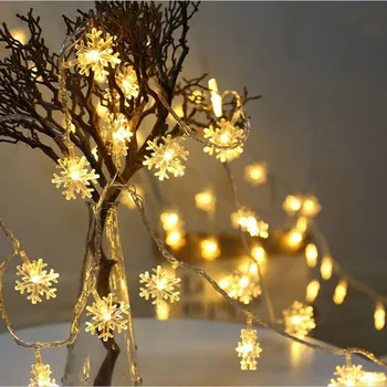 Veselé Vianoce 2M 10LED Snowflake String Svetlo 2022 Nový Rok Doma Garland Zima Rozprávková Dekorácie Navidad Ozdoby A40