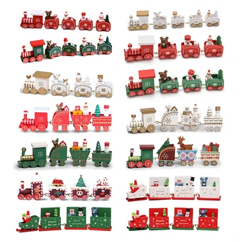 Veselé Vianoce Drevený Vlak Ozdoby Vianočné Dekorácie Pre Domov Deti Darčekové Dekorácie Vinobranie Ručne Vyrobených Dekoračných Remeslá