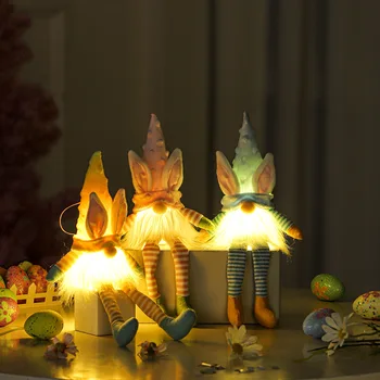Veľkonočné Dekorácie 2022 LED Svetlo Anonymný Gnome Králik Bábika Veľkonočný Festival Strany Domova Deti Darčeky