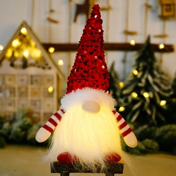 Vianočné Gnome s LED Svetlo, Ručné Flitrami švédsky Tomte Trpaslíci Santa Elf