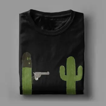 Vtipné Kaktus Stick ' em Up Zbraň T-Shirts Mužov Crewneck Bavlnené Tričko Krátky Rukáv Tees Plus Veľkosť Oblečenie