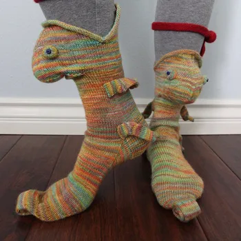 Vtipné Novosti Ponožky Ryby Chameleon Krokodíla Pletené Manžety Skus Ponožky Roztomilý Zvierat Vzor Zime Teplé Podlahy Ponožka Pre Dievčatá Dary