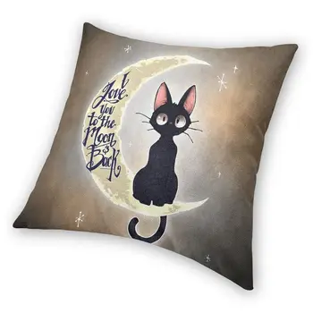 Čierna Mačka, A Mesiac Vzor Vankúš 3D Tlač Cartoon Mačiatko Poschodí Vankúš na Gauč v Pohode obliečka na Vankúš Domov Dekoratívne